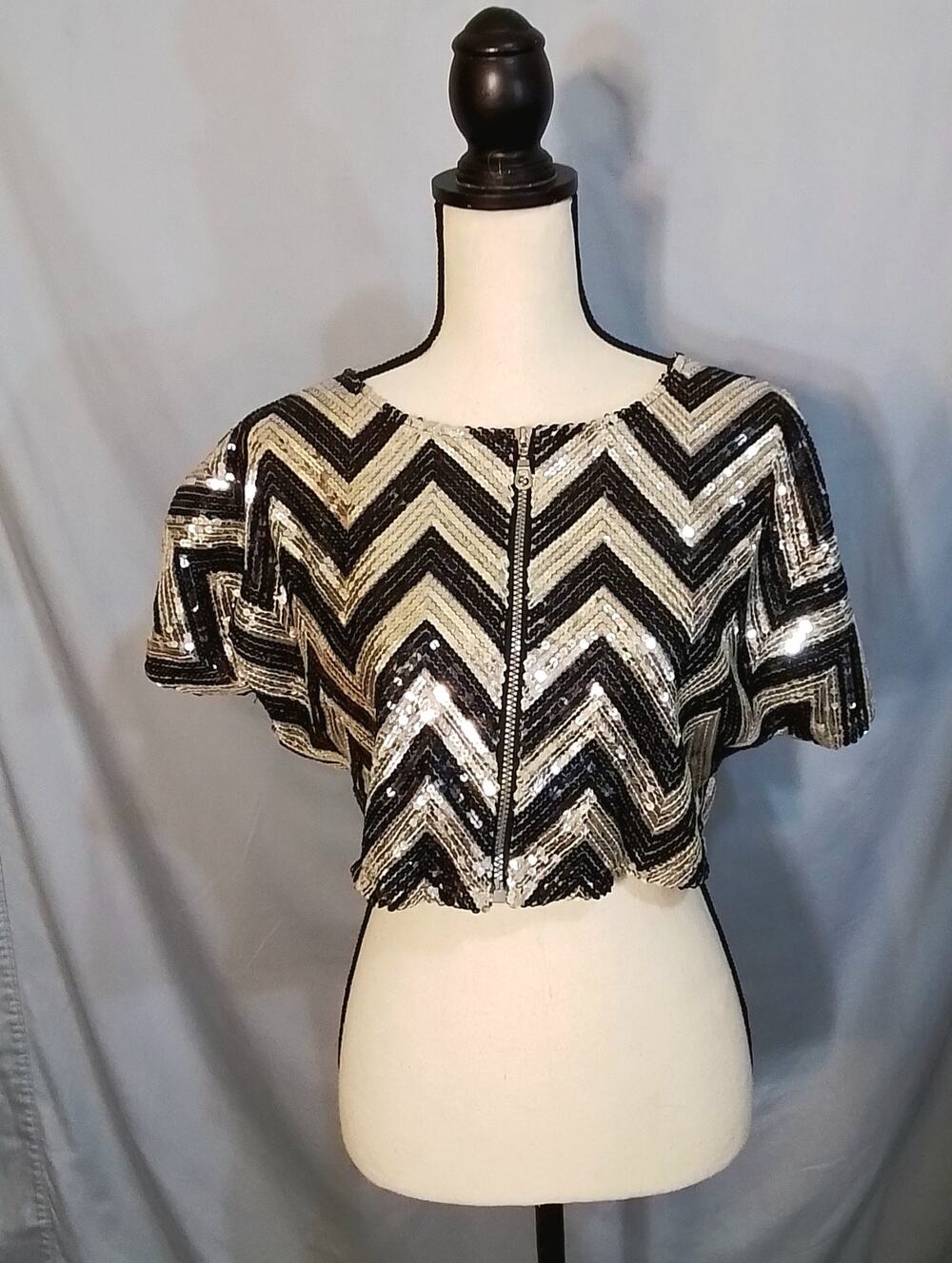 Princess Highway black and silver crop shrug